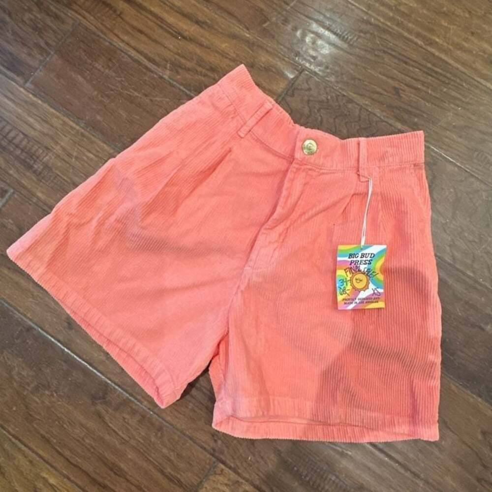 Big Bud Press Pink Coral Corduroy High Waisted Shorts Size XS NWT